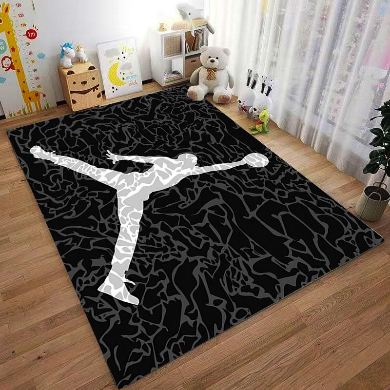 Dynamische Sportler-Silhouette Teppich geeignet als rutschfeste Matte für das Wohnzimmer oder Schlafzimmer Sofa