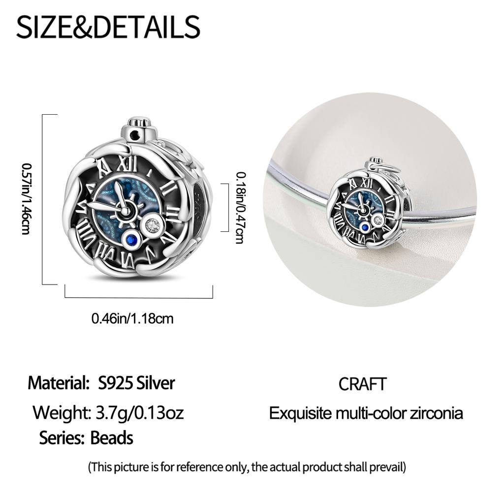 Copper Poker Alarm Clock Charms Colored Zircon Camera Beads Pendant Fit Brand Bracelet Diy Birthday Jewelry Gift