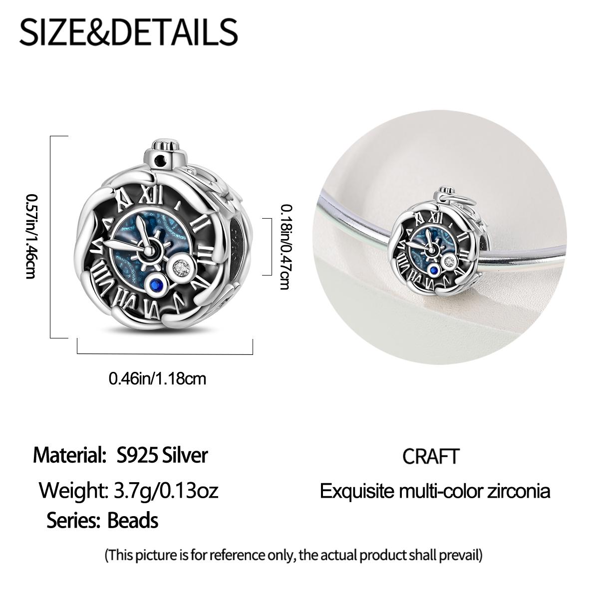 

Copper Metal Poker Alarm Clock Charm Bead Components Colored Zircon Camera Bead Components Pendant Bead Component Compatible With Brand Bracelet High