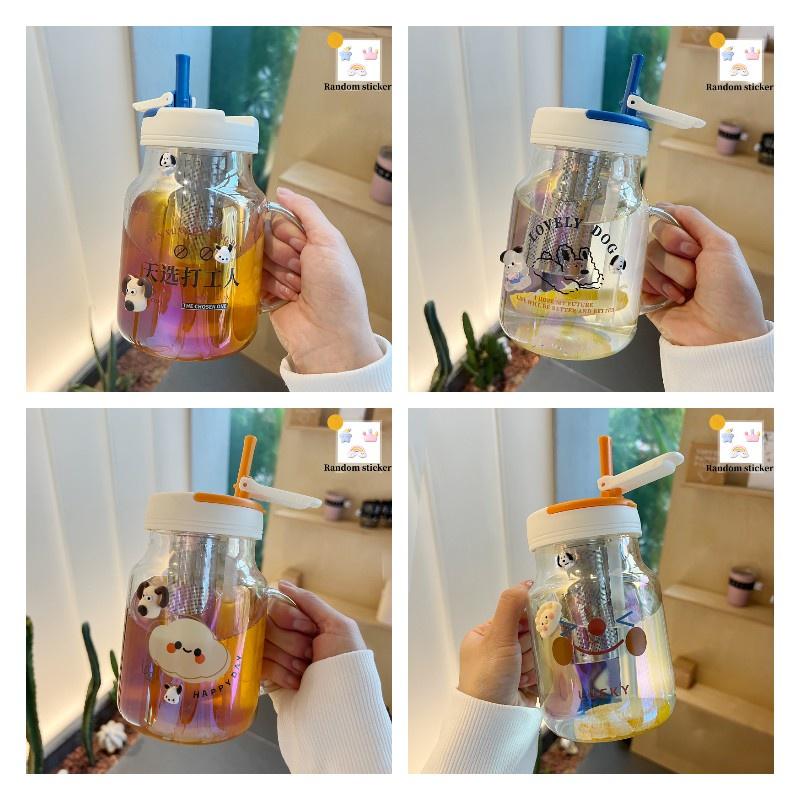 Stilvolle und langlebige Glastasse für Frauen, hohe Temperaturbeständigkeit, Tee-Trennung, Griff inklusive