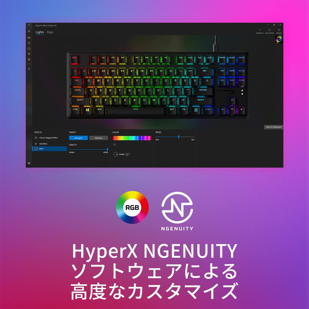 HyperX Alloy Origins Core RGB PBT Mechanical Gaming Keyboard HyperX Red for Black (Japanese Layout), Tenkeyless, Switches, Gamers, 2-Year