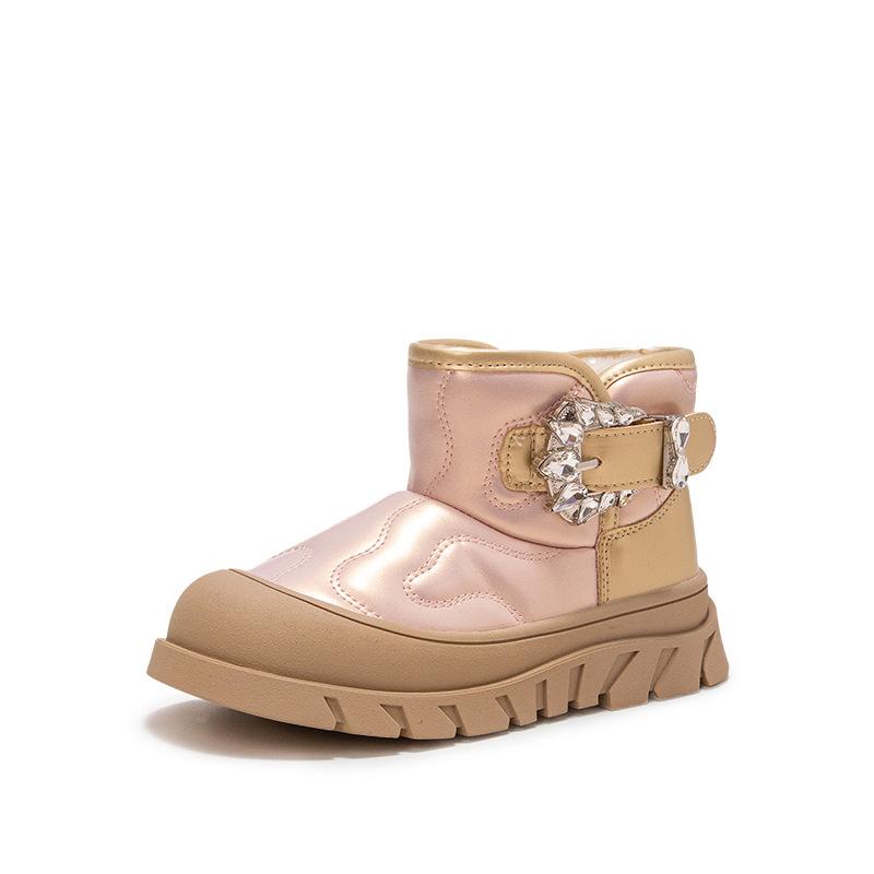 Girls' snow boots 2025 new winter children's cotton shoes piled and thickened autumn and winter older children's waterproof snow cotton Northeast