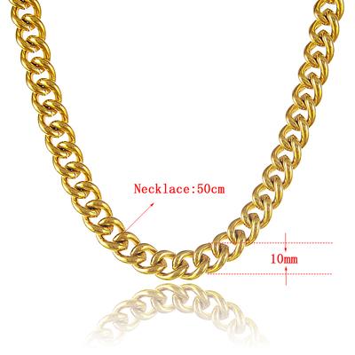 Classic Jewelry Men Necklace Plated 24k Yellow Gold Filled Necklace Top Quality 10mm 50cm Curb Cuban Necklaces for Male