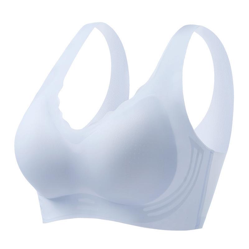 Women's Seamless Ice Silk Bra - Small Bust Support, U-Back Design, Thin Straps, Wireless, Summer Cooling.