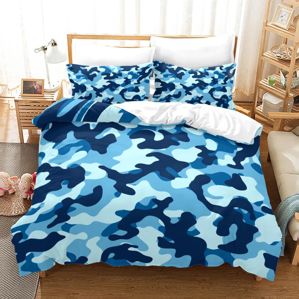 3PCS Single-sided Printed Series Camouflage Russian Printing Duvet Cover BeddingSet Comfortable Breathable Sheet  Comforter