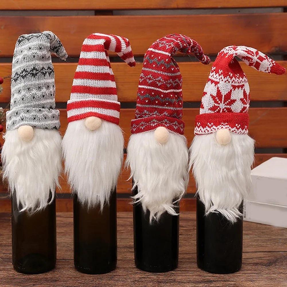 Wine Bottle Cover Festive Table Decoration As Shown Christmas Wine Bottle Covers Handmade Gnome Design Reusable Wine Covers