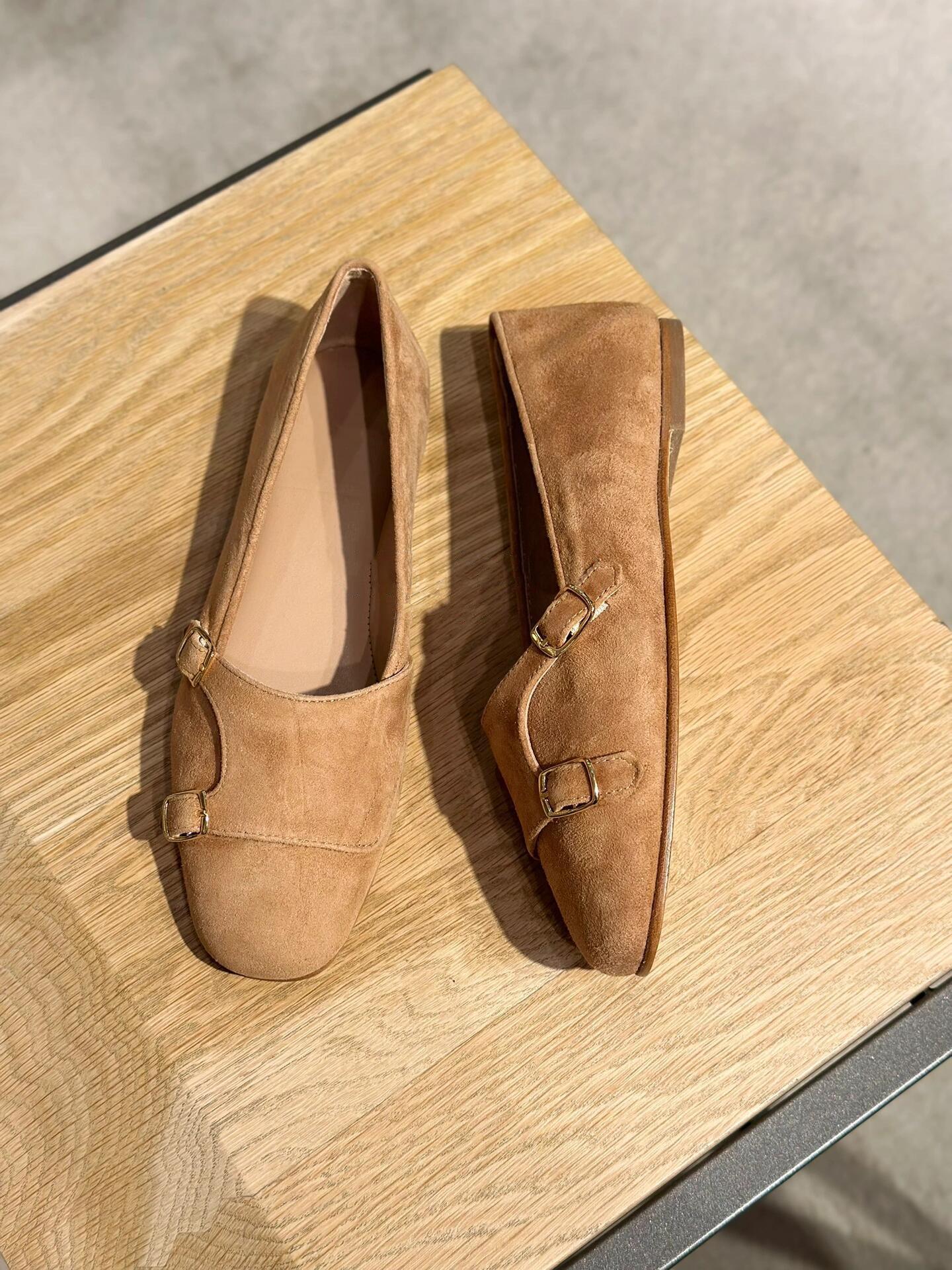 

Leather retro niche design soft sole flat sole one pedal loafers women s summer and autumn new Mary Jane shoes single shoes 40 хаки