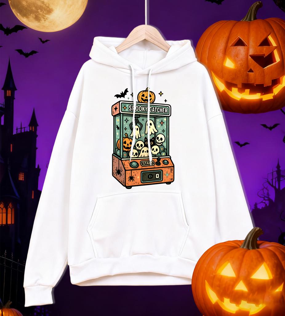 Halloween Themed Doll Machine Print Mens Hoodies Comfortable Pocket Hoodie Fleece Autumn Clothing Casual All-Match Streetwear