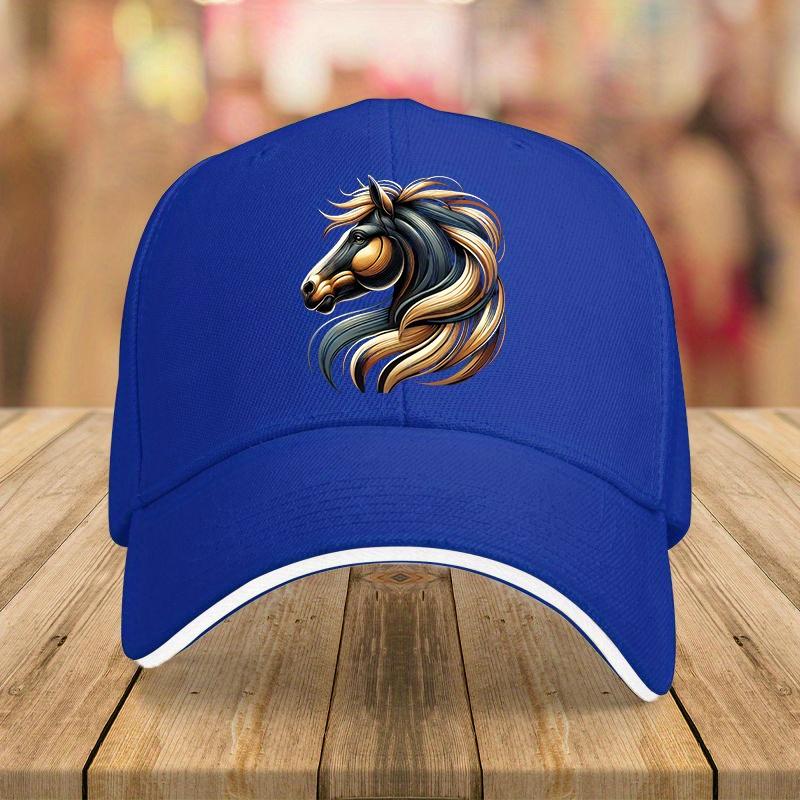 Umělecká Baseballová Čepice s Potiskem Hlavy Koně Polyester Prodyšná Unisex Venkovní Ležérní Módní Čepice