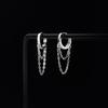 925 Sterling Silver Trendy Geometric Link Chain Tassel Hoop Earrings for Women Girls Party Gift Fine Jewelry