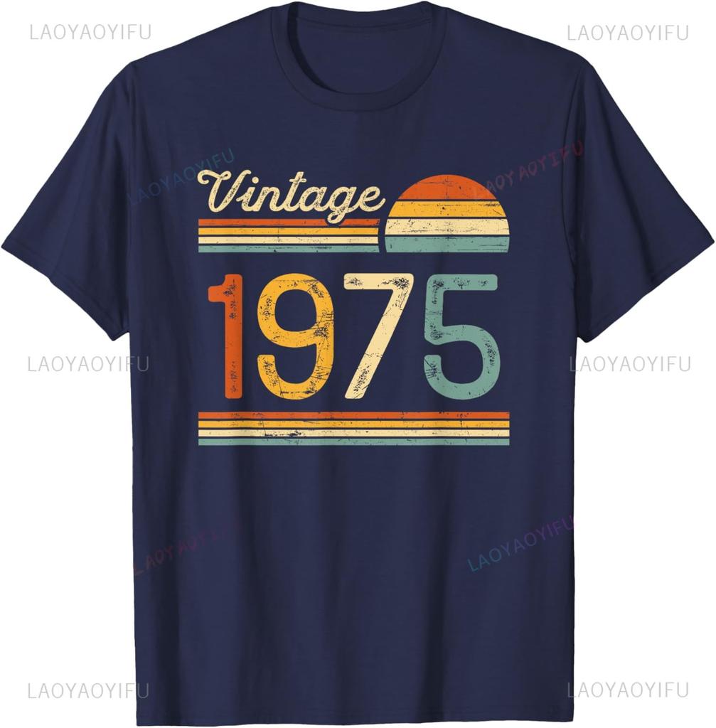 1975 50 Años Camiseta Cumpleaños Graphic T Shirts Vintage Regalo Mujer Hombre 50th Birthday Shirt Woman Man Cotton Tops Tees