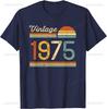 1975 50 Años Camiseta Cumpleaños Graphic T Shirts Vintage Regalo Mujer Hombre 50th Birthday Shirt Woman Man Cotton Tops Tees