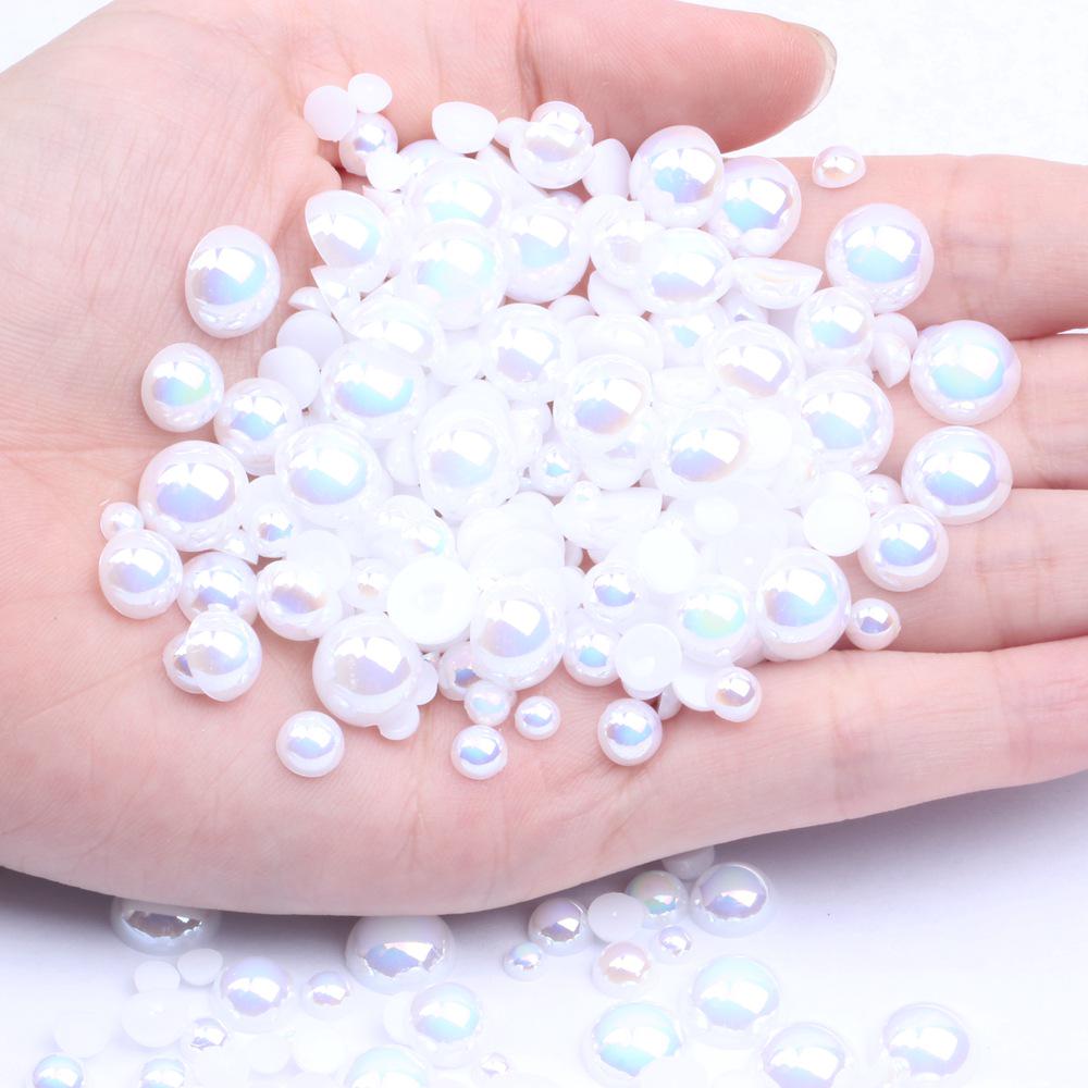 Colorful Flat-Bottomed Semi-Round ABS Imitation Pearls, 2-10mm, Mixed Sizes, 1000 Pieces for DIY Jewelry