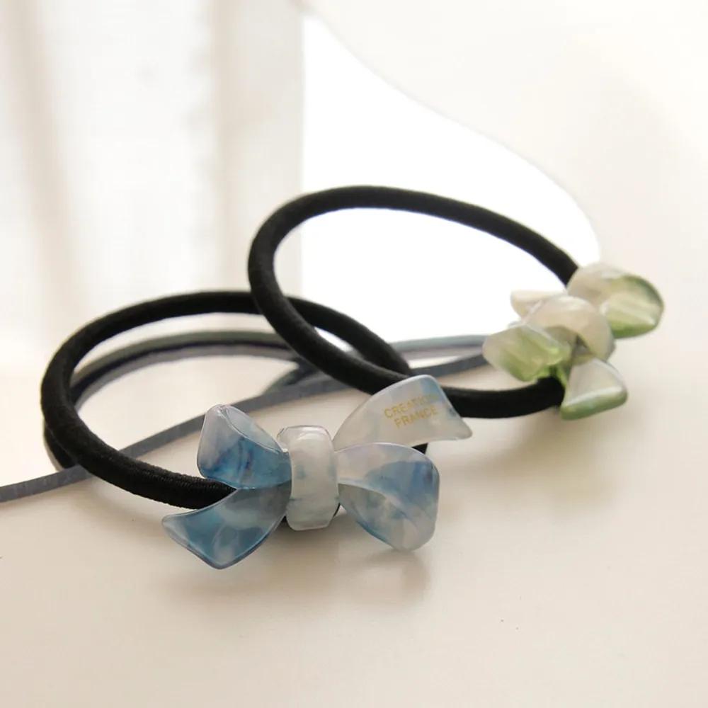 J Lauren Aurora Color Ribbon Point Hair Tie H01238 Marble Blue