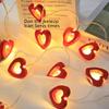 Korean-Style LED Wooden Heart String Lights for Indoor Holiday Decor (10 Battery-Powered Colored Lights)