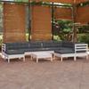 Day and Night - Day and Night Garden Furniture 10 Pieces with White Cushions Solid Pine Wood