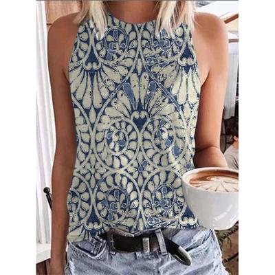 Débardeurs Imprimé Cachemire Style Ethnique 3D Femmes Streetwear Rétro Y2k Oversize Col O Gilet Épaules Dénudées Sans Manches Camisole Femme