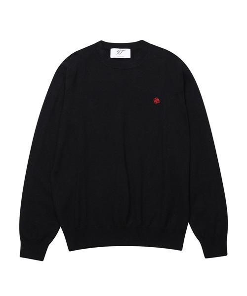 Greatest Rose Embroidered Knit Top Black Free