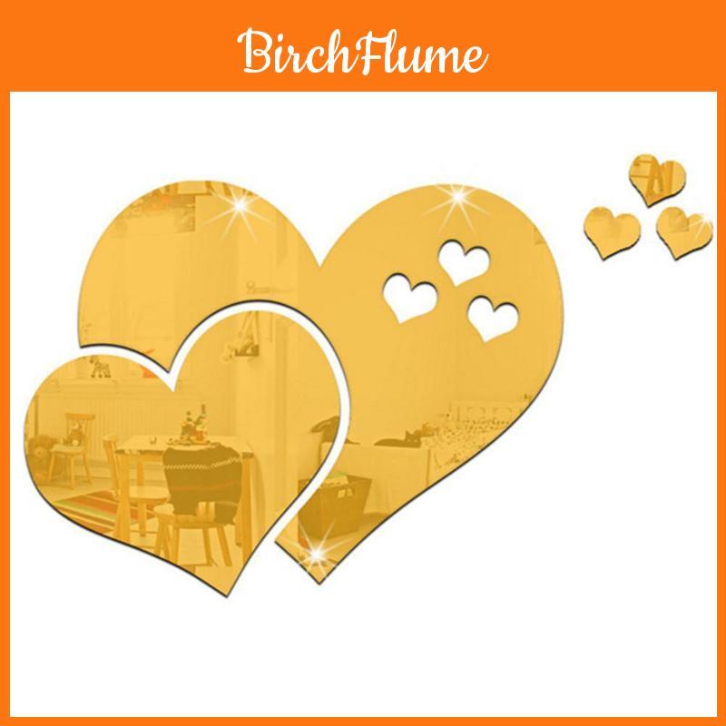 Stunning 3d Love Heart Mirror Wall Stickers Decal For Elegant Room Decoration