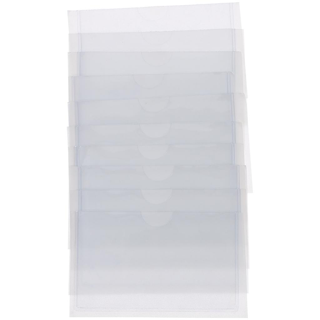 10Pcs Clear Index Card Pockets Self Adhesive Label Holders Protective Transparent Card Organizers for Library Office Warehouse