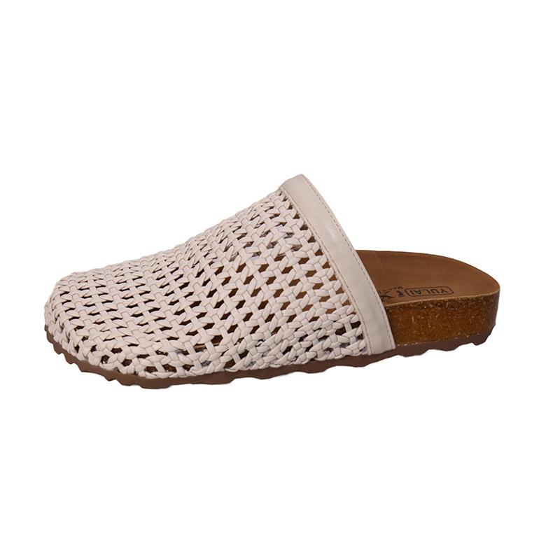 Hollow breathable versatile 2025 fashion new women's summer beach cool slippers thick-bottomed bag head half slippers one pedal