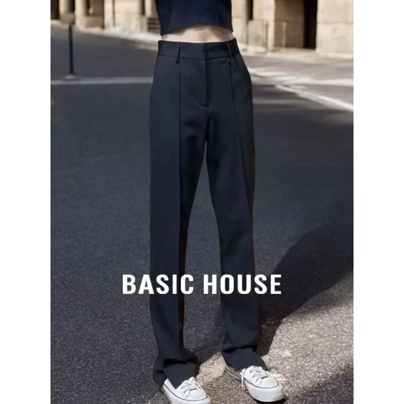 Basic House Women s High-Waist Straight Leg Suit Pants L