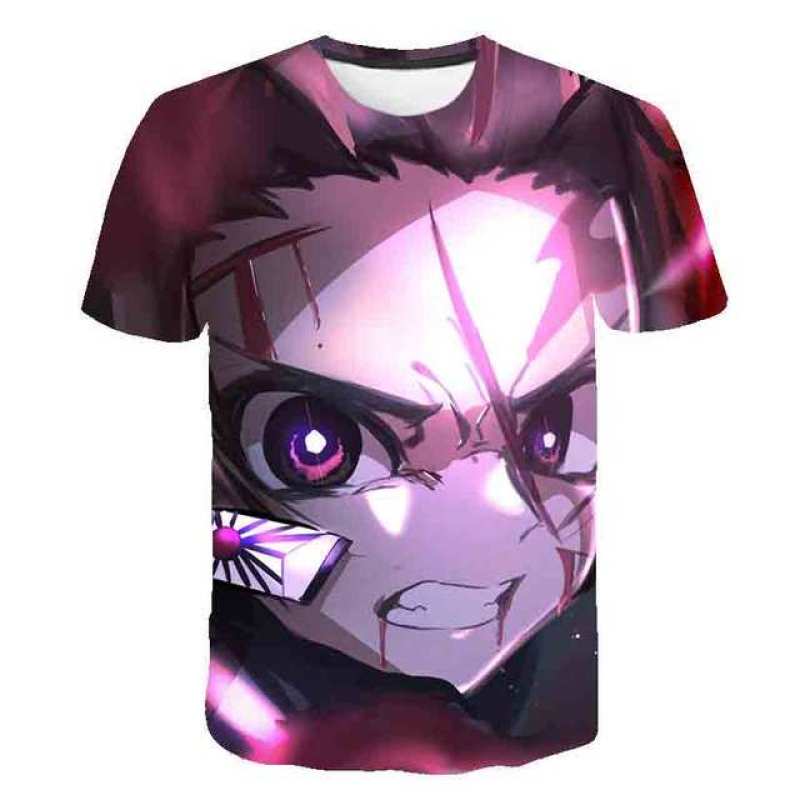 1-14 Years Old Cartoon Demon Slayer Print T-Shirts Boys Girls Summer Children Clothes 3D Printing Short Sleeve O-Neck Tops Tees