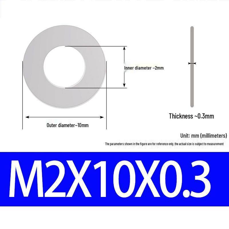 304 Stainless Steel Ultra-Thin Flat Washer, Thickness: 0.1/0.2/0.3/0.4/0.5 Mm, Sizes M1-M8