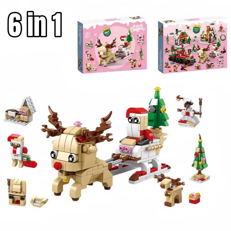 Kids Christmas Gift Micro Building Block Toys Children Santa Claus Reindeer Puzzle Assembling Bricks Table Decor Toys For Boys