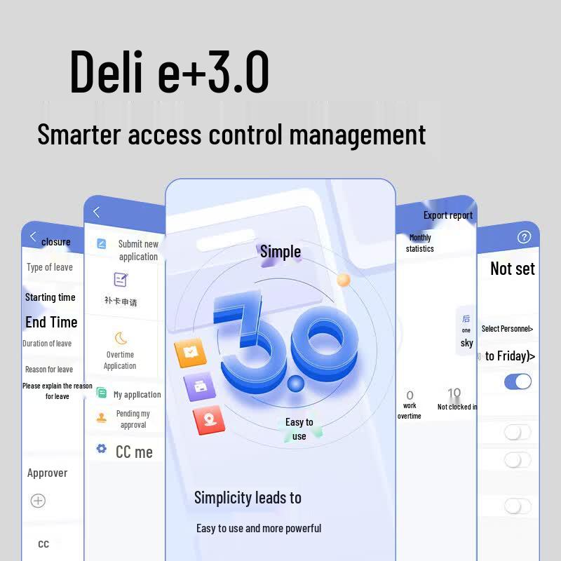 Deli AC613 5-inch Touchscreen Attendance & Access Control System CN Plug (adapter Included)