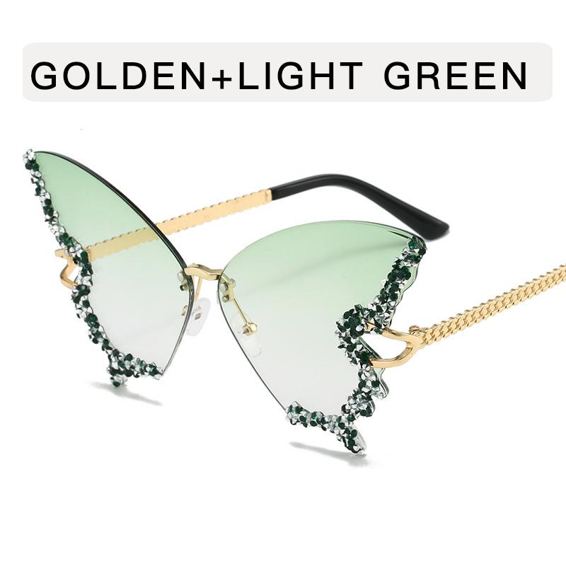 

Butterfly Shape Sun Glasses Women Rhinestone Decoration Rimless Sunglasses Party Club Women s Sunglass