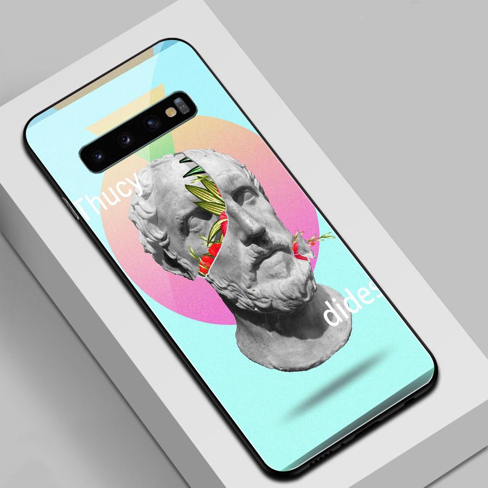 For Samsung S22 Case Glass Back Cover Art Statue Case for Samsung Galaxy S8 S9 S10 S21 S20 Note 8 9 10 20 Plus S10e Ultra