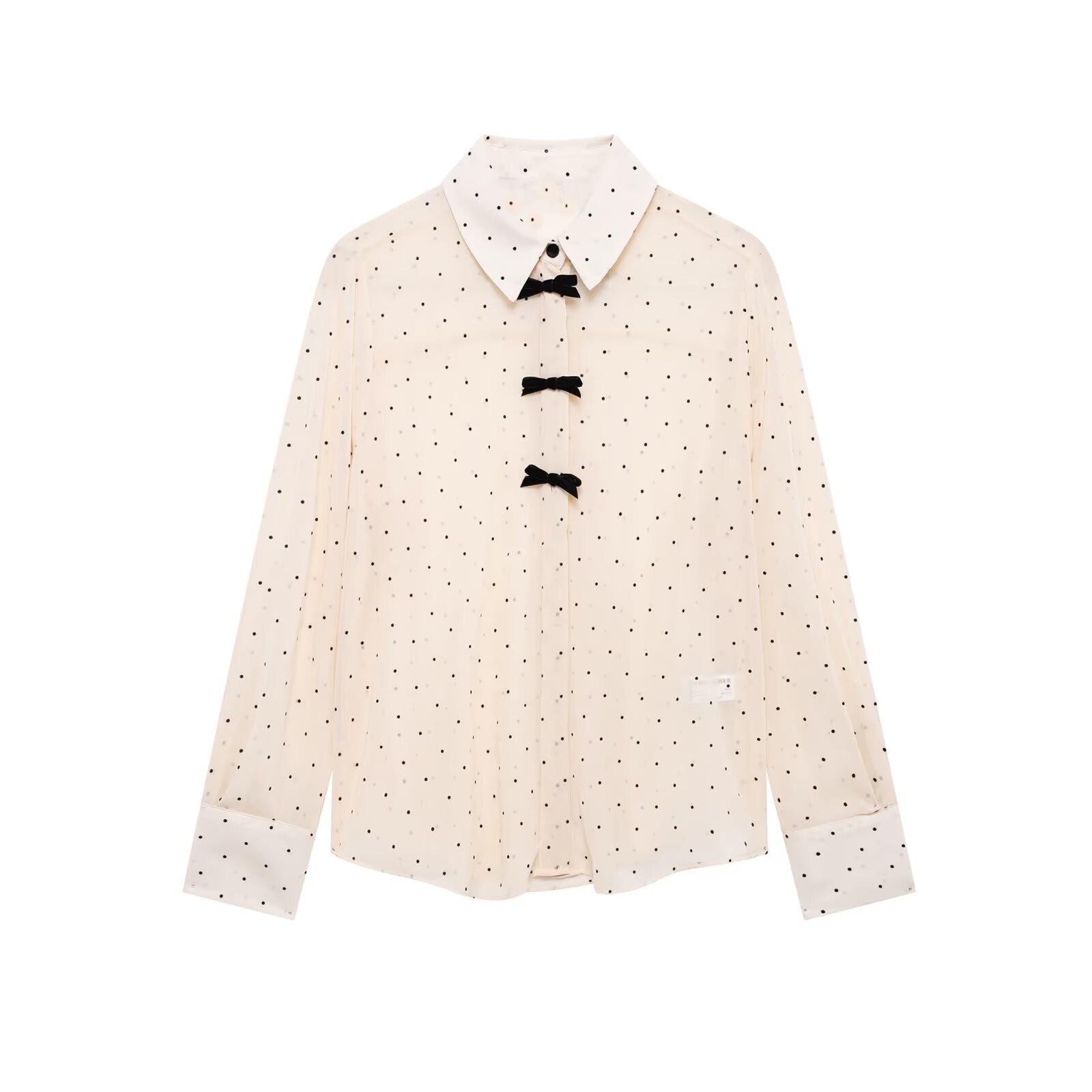 

Женская свободная рубашка с воротником-бантом, весна 2025 XS абрикосовый