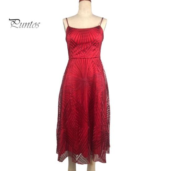 

Вечернее платье с V-образным вырезом, А-силуэта, узкое, с высокой талией, на бретельках, платье-комбинация без рукавов и вышивкой для выпускного вечера XXXL красный