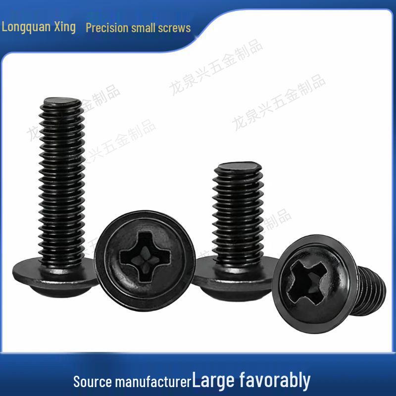 Iron Black Cross Recessed Pad Pan Head Machine Screws M1.4-M4