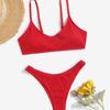2023 V-Shaped Ribbed Bikini with Split Pants - Sexy Women's Swimwear