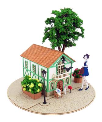 Sankei Miniatuart Kit Studio Ghibli Series Cat Returns Cat Office Scale Paper Craft 1/150 MK07-11