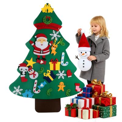 Árbol de Navidad de Fieltro DIY para Niños Pequeños para Colgar en la Pared Kit de Árbol de Navidad Manualidades Interactivas DIY para Niños para Suministros de Fiesta Navideña