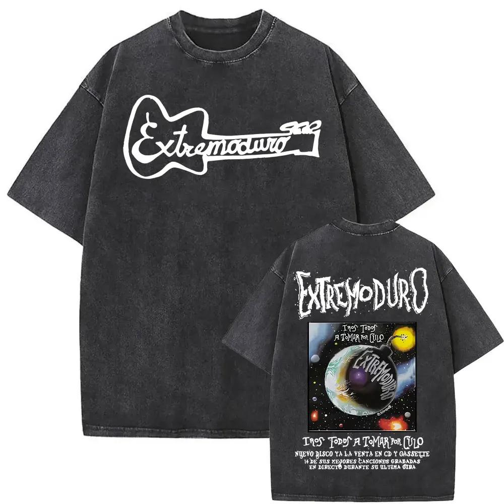 Rock Band Extremoduro Tour  Vintage Washed Tshirt Men Women Fashion Hip Hop Street T Shirts Male