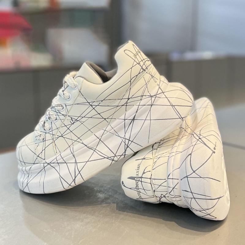 Fashion Versatile Men's Platform Vulcanized Shoes Luxury Brand Damping Wear-resistant Sneakers Anti Slip Increased Casual Walking Shoes