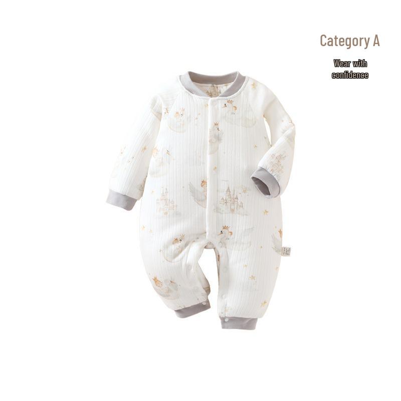 

Thickened 180g Winter Baby Onesie – Warm Quilted Cotton Romper for Crawling Size 80 (9-12 months, 18-22 lbs)