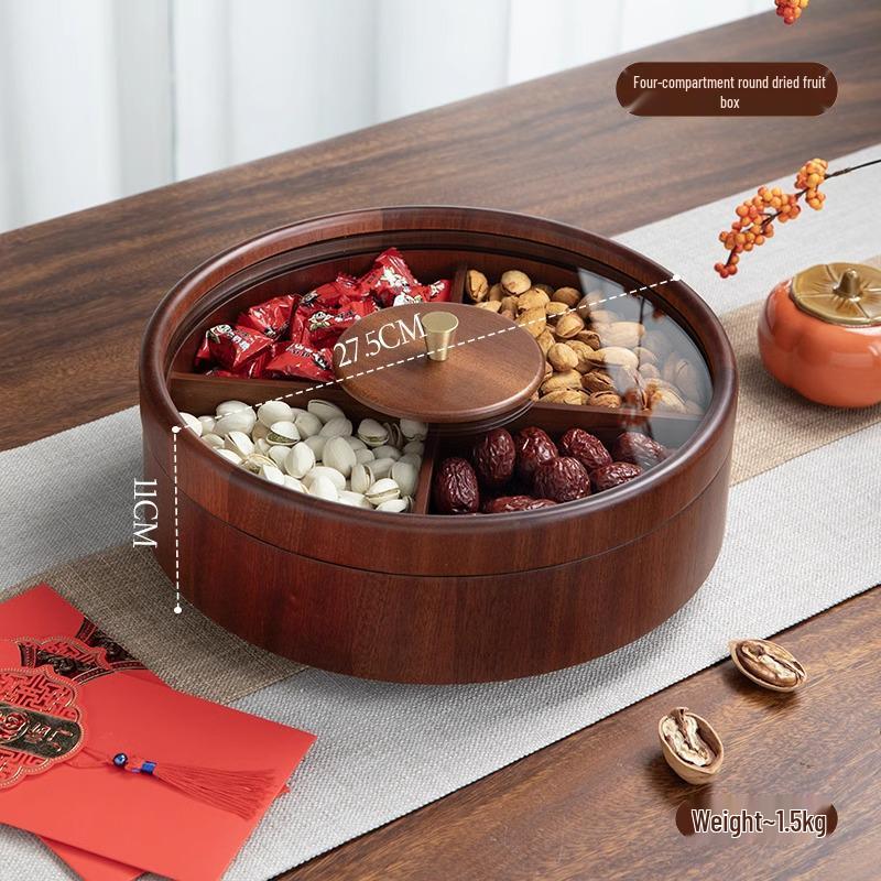 Wedding Dried Fruit Plate - Elegant Nine-Grid Glass Snack Box for Living Room