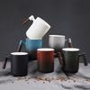 800Ml Large-capacity Mug Kiln-changed Ceramic Water Cup Retro Coarse Pottery Coffee Cup Creative Wooden Handle Beer Cup
