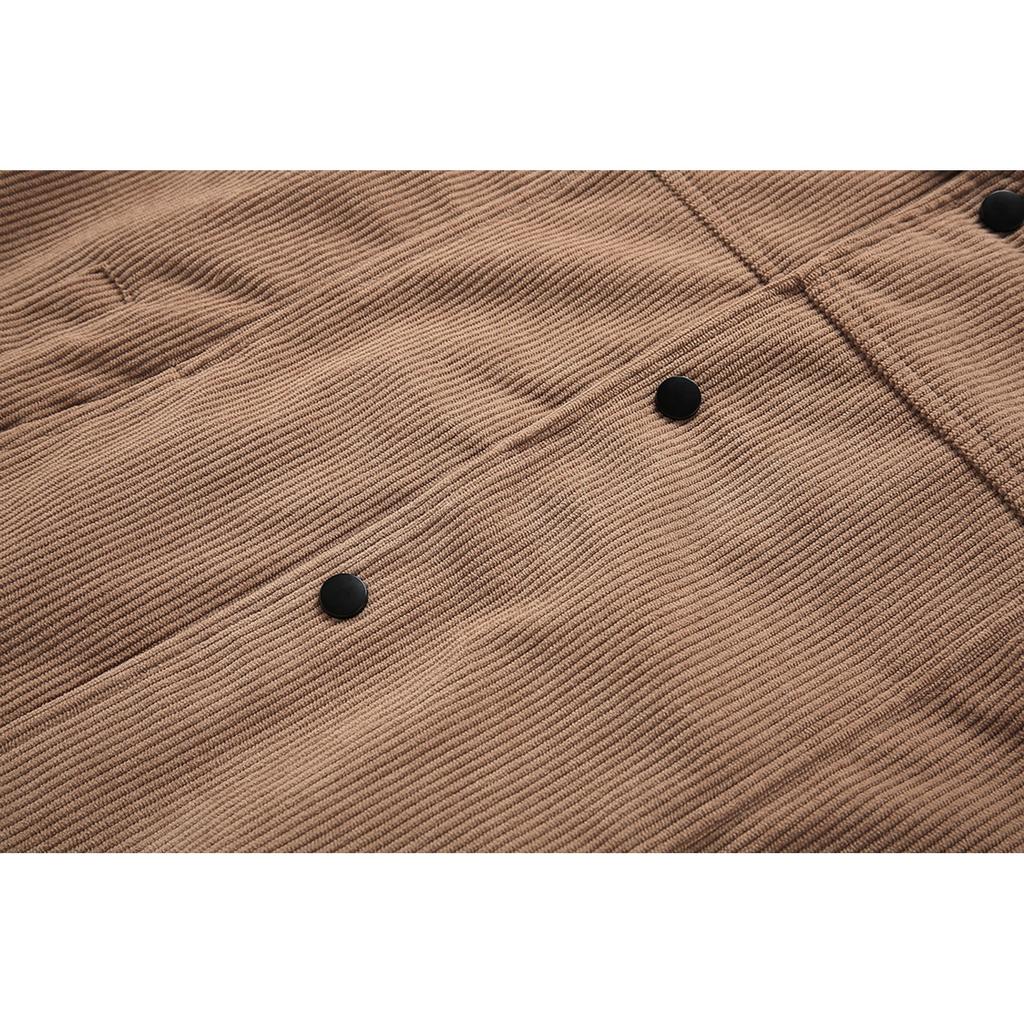 Chaqueta Casual de Pana con Múltiples Bolsillos para Hombre con Cremallera y Solapa Top