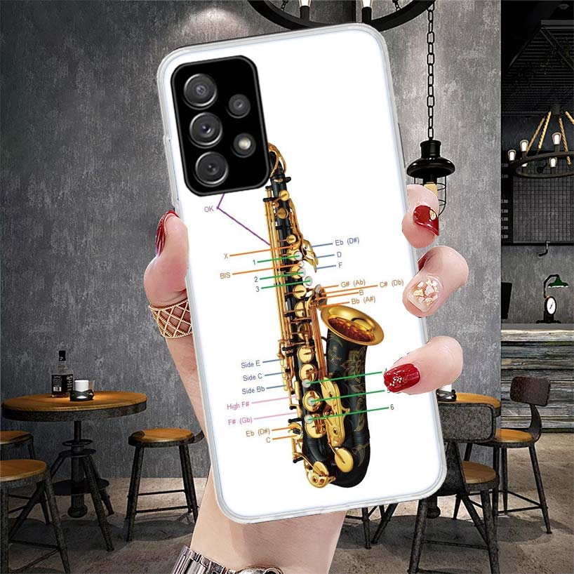 Music Saxophone Instrument Phone Case For Samsung Galaxy A13 A14 A15 A16 A17 A53 A54 A55 A56 A57 A33 A34 A35 A36 A37 A23 A24 A25