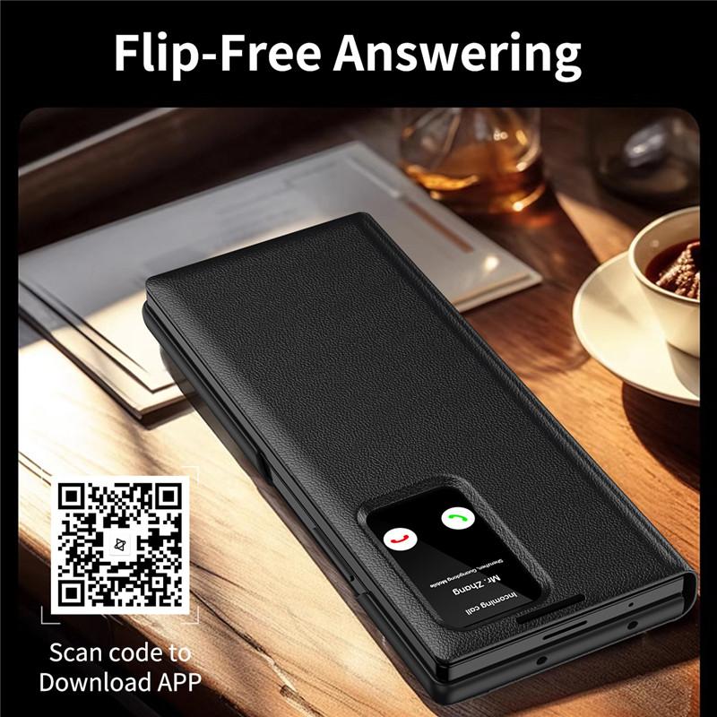 Window View Smart Leather Flip Case For Samsung Galaxy Z Fold 8 Ultra 7 6 5 4 3 Fold8 5G With Card Slot Hinge Protection Cover