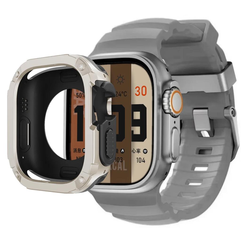 Apple Watch Ultra 2 49mm 44 45 46mm için Kordon+Kılıf Spor Silikon Kordon TPU+PC Kapak iWatch Series10/8/7/SE/6/5 Koruyucu Tampon