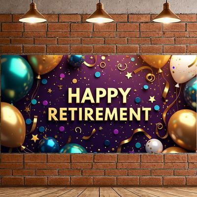 Happy Retirement Banner Gold Silver Balloon Retirement Party Decoration Backdrop Celebration Event Background Props Customized