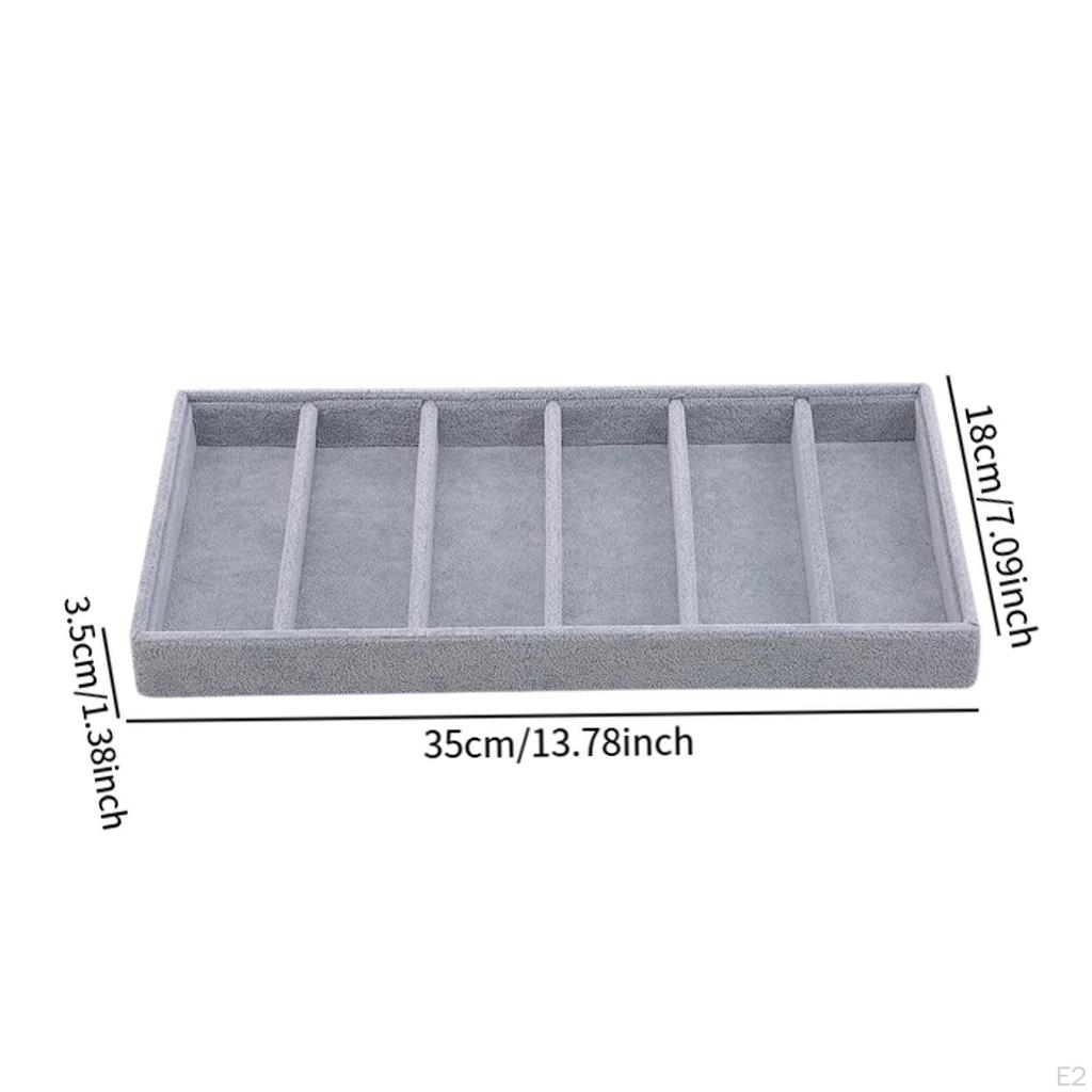 Eyeglass Display Tray, Frame Storage Box with Compartments, Velvet MDF, Secure for Valets,
