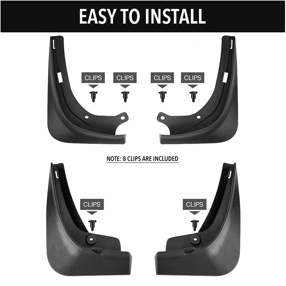 Mud Flaps For Tesla Model 3  2022 Accessories Guard Fender Front Rear Wheel Mudguard Carbon Fiber ABS No Drilling Required